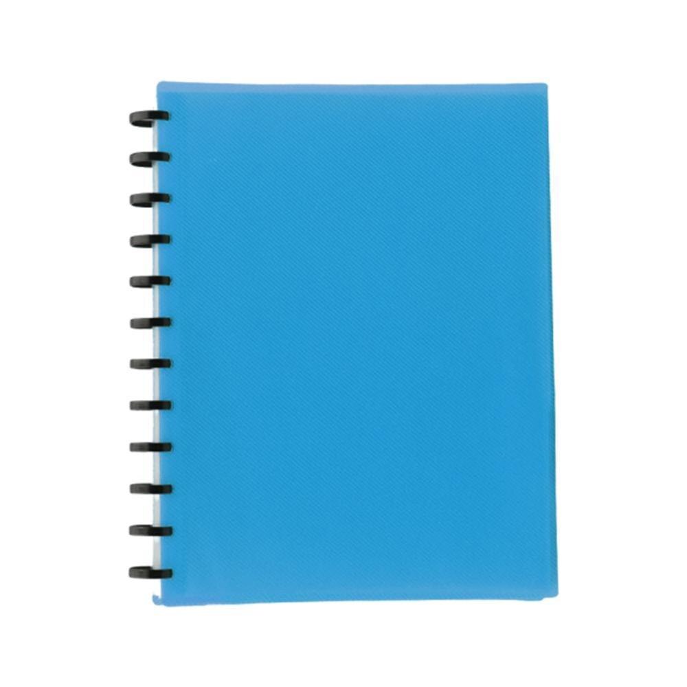 1Pc A412Hole Colorful Plastic Clip File Folder Transparent Agenda Binder Supplies Office Ring Planner Loose Leaf School Not H2U3: blue20Pages