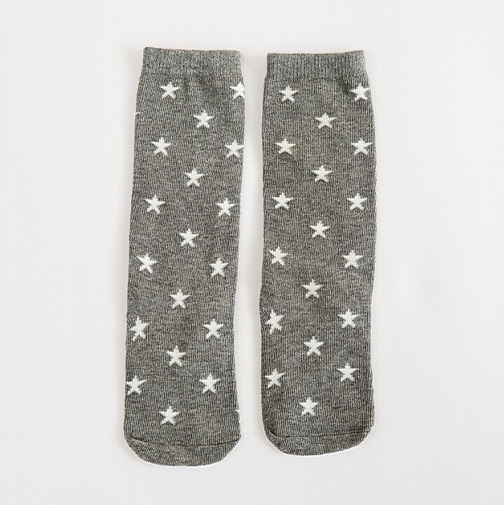 Herbst Winter Nette freundlicher Fuchs Socken Totoro Bär Pfannkuchen Karikatur Mädchen Knie Hohe Baby Lange Neue YYT357: grau Sterne / L(4-6 Jahre alt)