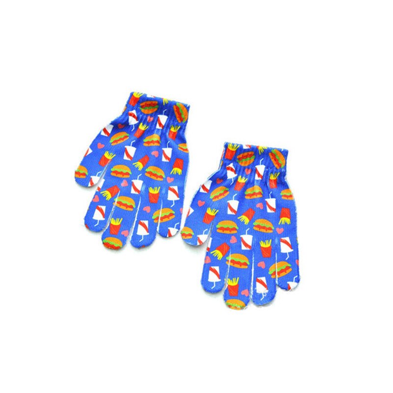 Guantes estampados en 3D para niños y niñas, con dedos, guantes cálidos de invierno, pintados con dibujos animados, 7 a 11 años