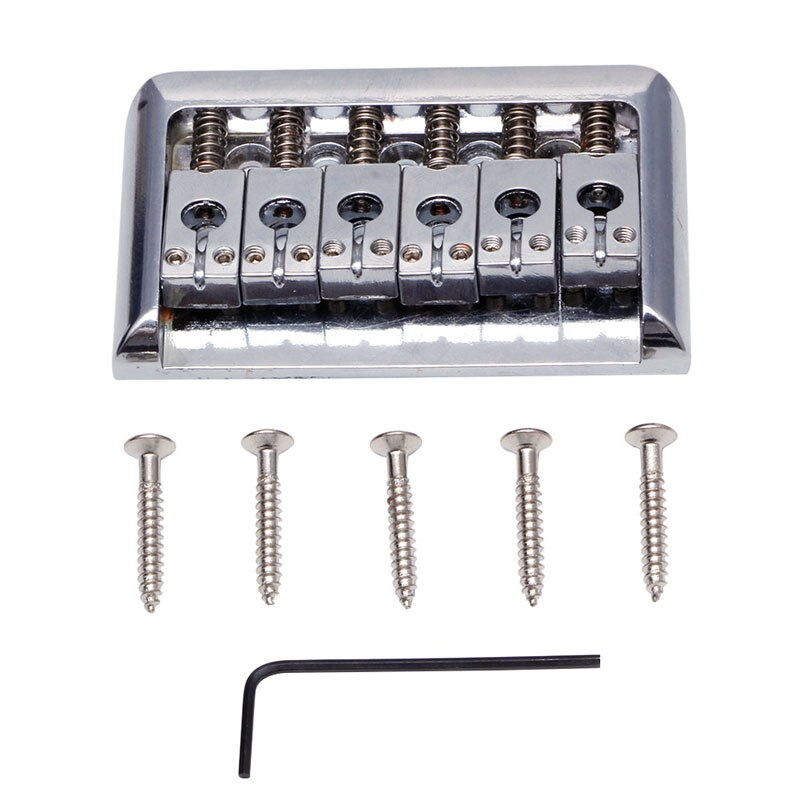 Metal Chrome 6 String Electric Guitar Fixed Hardtail Bridge Height Adjustable