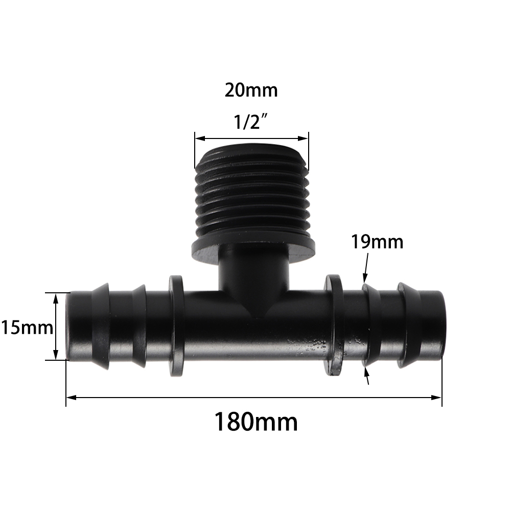 Connecteurs filetés en t, 1/2 "3/4", 16, 20, 25mm, 2 pièces, connecteur de tuyau d'irrigation PE, Micro système d'irrigation, connecteurs de pagode d'eau: Or