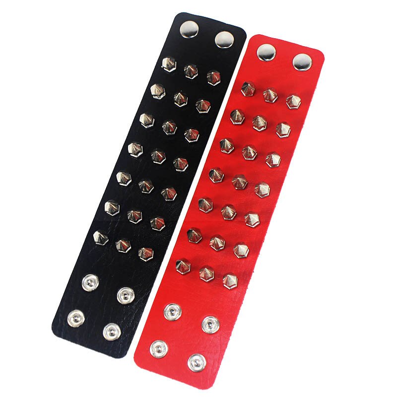 Pulsera de cuero con tachuelas de tres filas para hombre, brazalete ancho de cuero PU, Punk, gótico, Rock, joyería Unisex