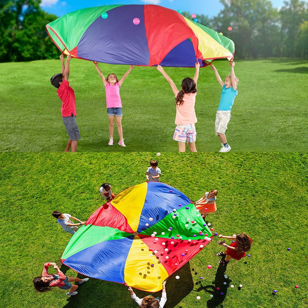 Kinderen Spelen Parachute Luifel Met 16 Handgrepen 200Cm Indoor Outdoor Games En Oefening Speelgoed, Bevorderen Team Game, fitness Voor 4 Personen