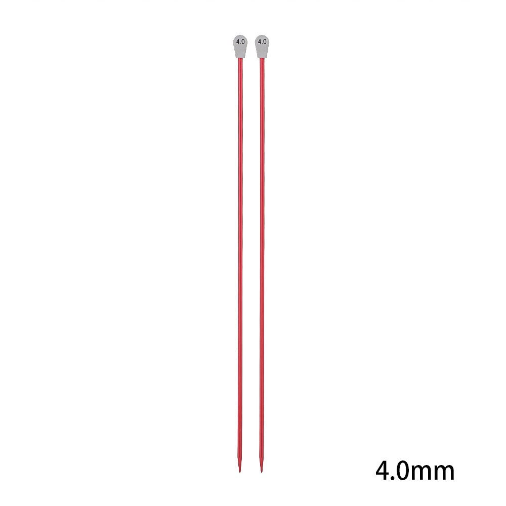 2Pcs/Set 2.0-12mm 35cm Single Pointed Knitting Needles Long Aluminum Straight Pins Colorful DIY Weaving Tool for Scarf Sweater: 4.0mm
