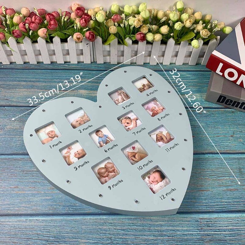 My First Year Baby Keepsake Frame with Light 0-12 Months Love Heart Photo Frame