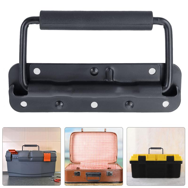 2pcs Spring Fold Handles Toolbox Handles Cabinet Handles (without Screw Black)