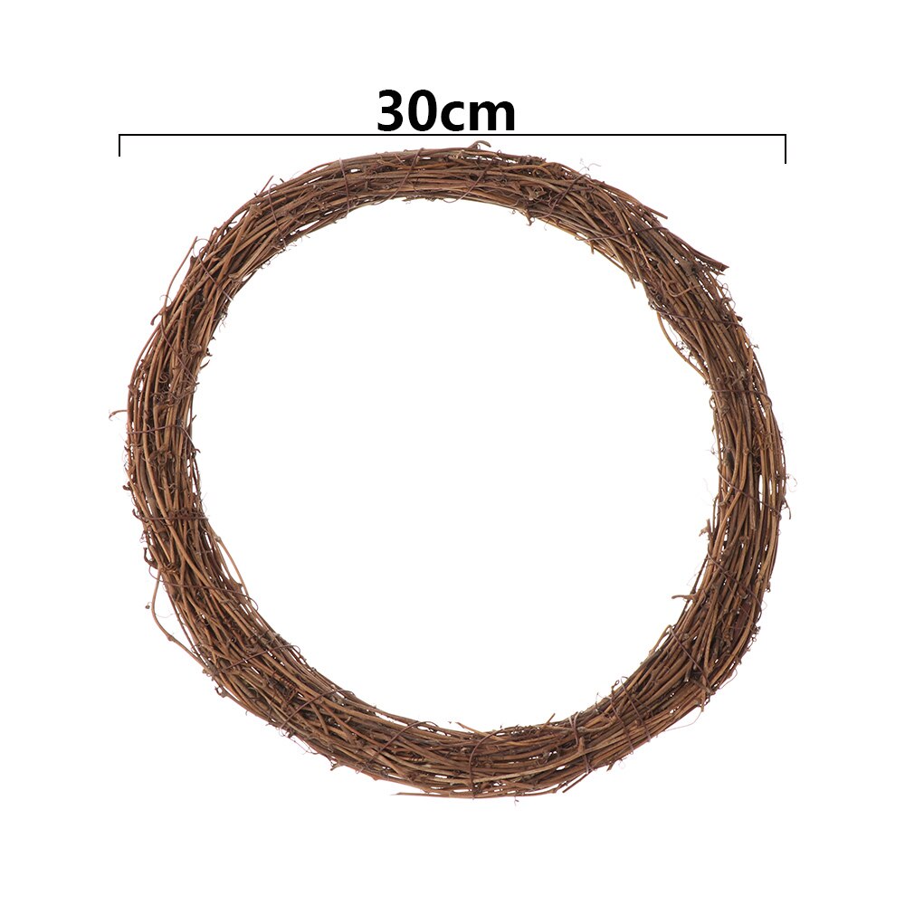 Fest julekrans naturlig rattan krans base dør dekoration halvmåne form rattan krans bondegård dekoration: 30cm runde