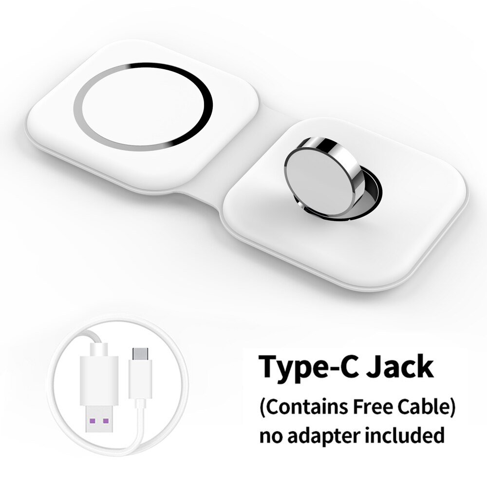 Caricabatterie Duo Wireless magnetico sicuro GRMA 2 in 1 Mag per iPhone 12 Pro Max mini 15W Qi caricabatterie rapido per Apple Watch iWatch AirPods: Black With US Plug