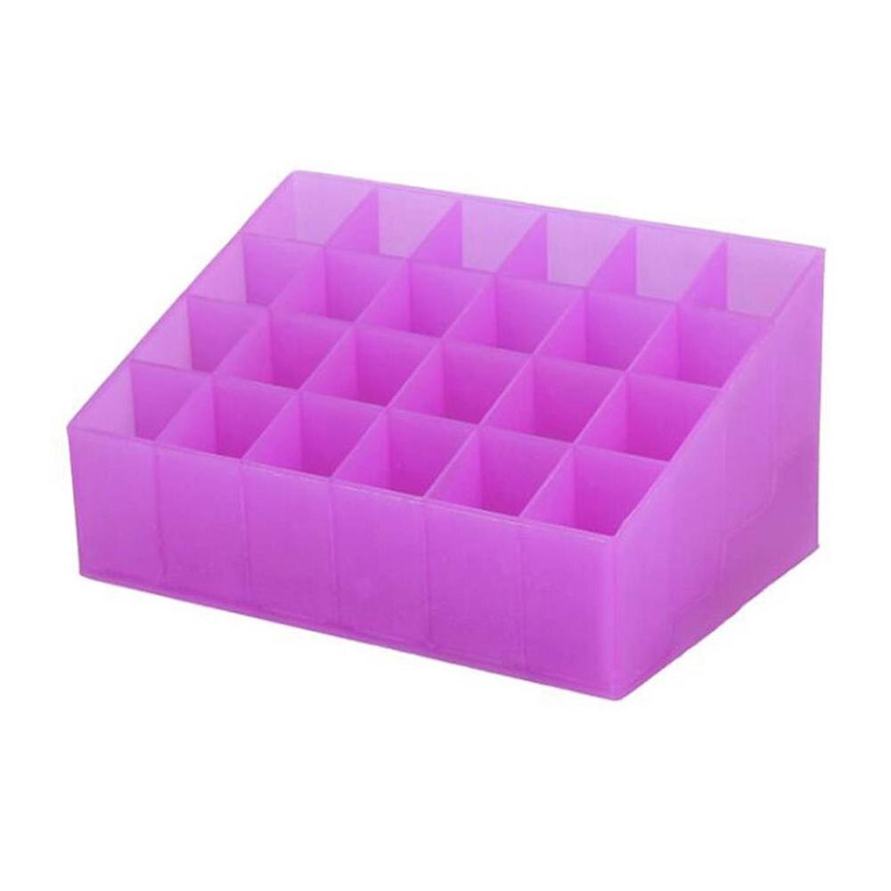 24 Grid Lipstick Houder Plastic Cosmetische Organisator Lipsticks Display Rack Draagbare Make Storage Box: purple