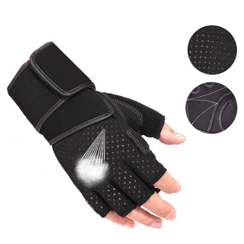 Guanti per sollevamento pesi uomo donna guanti da allenamento bilanciere palestra guanti da Fitness con supporto per il polso per allenamento cosacco esercizio proteggi: Black no logo gloves / M.