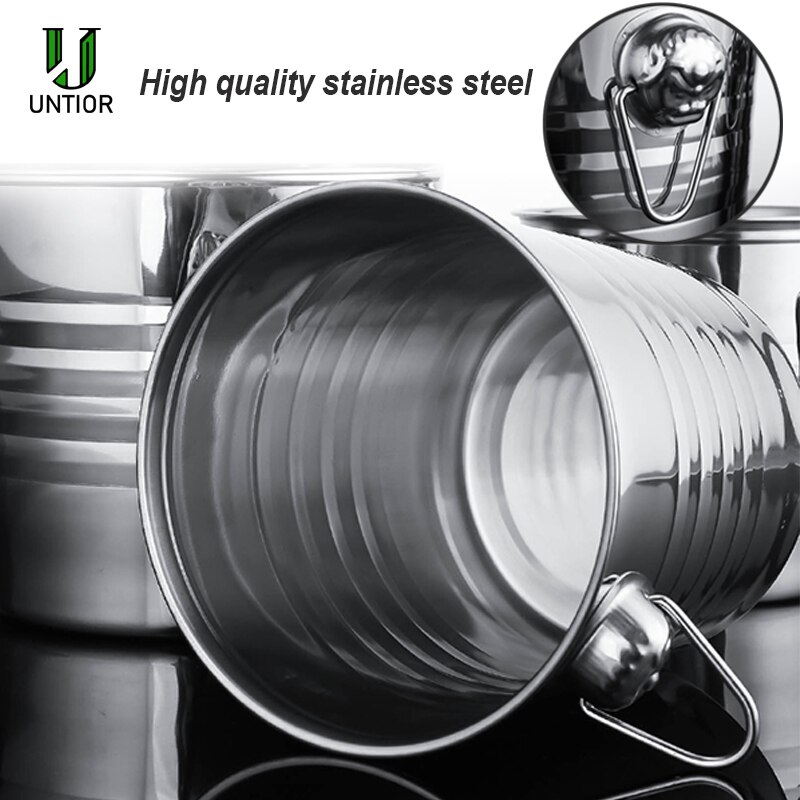 UNTIOR Stainless Steel Bar Ice Bucket Two Handles Champagne Bucket Wine Bucket Spit Wine Barrel Container Ktv Club Bar Supplies