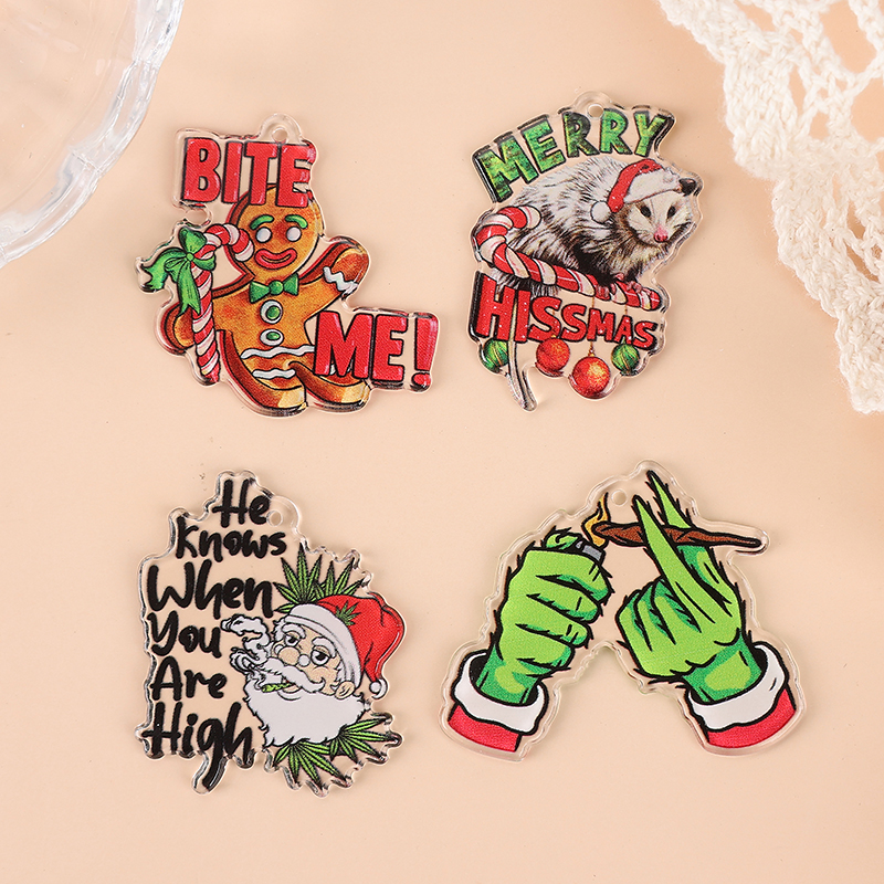 8 pezzi di ciondoli natalizi creativi in acrilico Gingerman Santa Jewlery risultati per collana fai da te