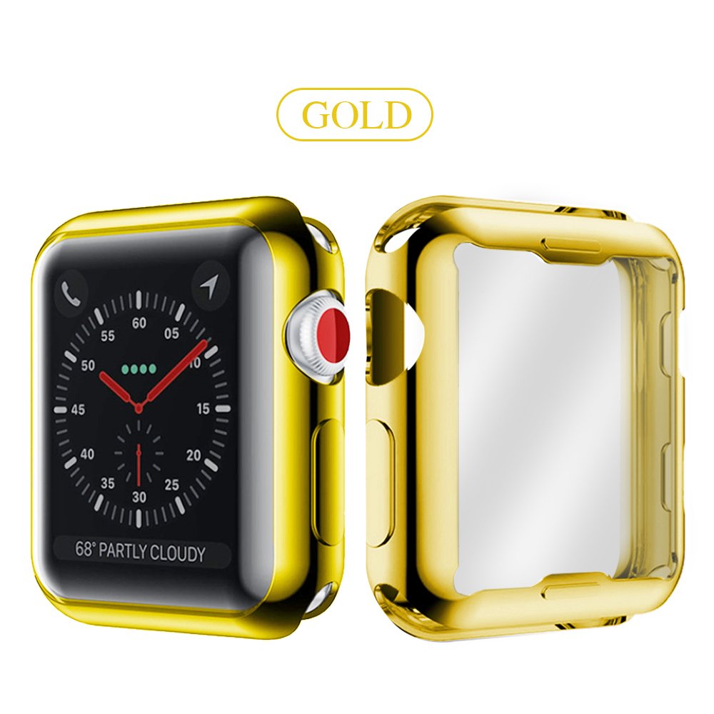 Slim watch 360 cover til apple watch case 5 4 3 2 1 42mm 38mm blød klar tpu skærmbeskytter til iwatch 5 44mm 40mm tilbehør: Guld / 44mm til 4 5