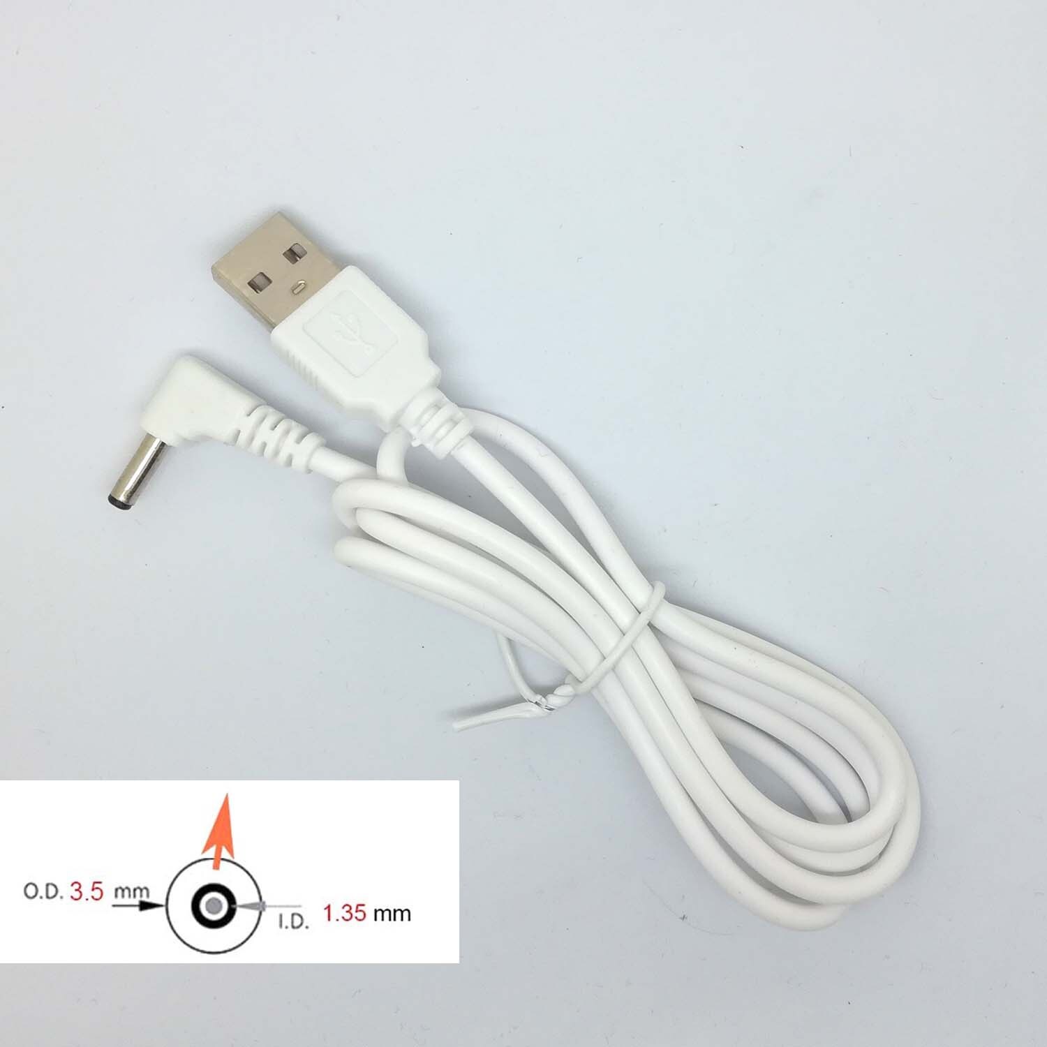 90 vinklet pc usb han  to 5v dc 3.5mm x 1.35mm tønde stik strømkabel ledning adapter hvid  c446