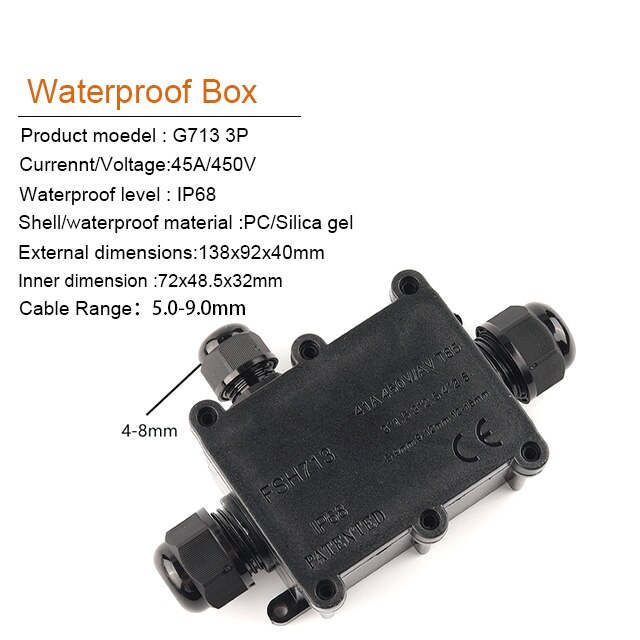 2/3/4/5/6 Way IP68 Outdoor Waterproof Cable Connector Junction Box With Terminal for Electrical Wiring Accessori: G713-3P
