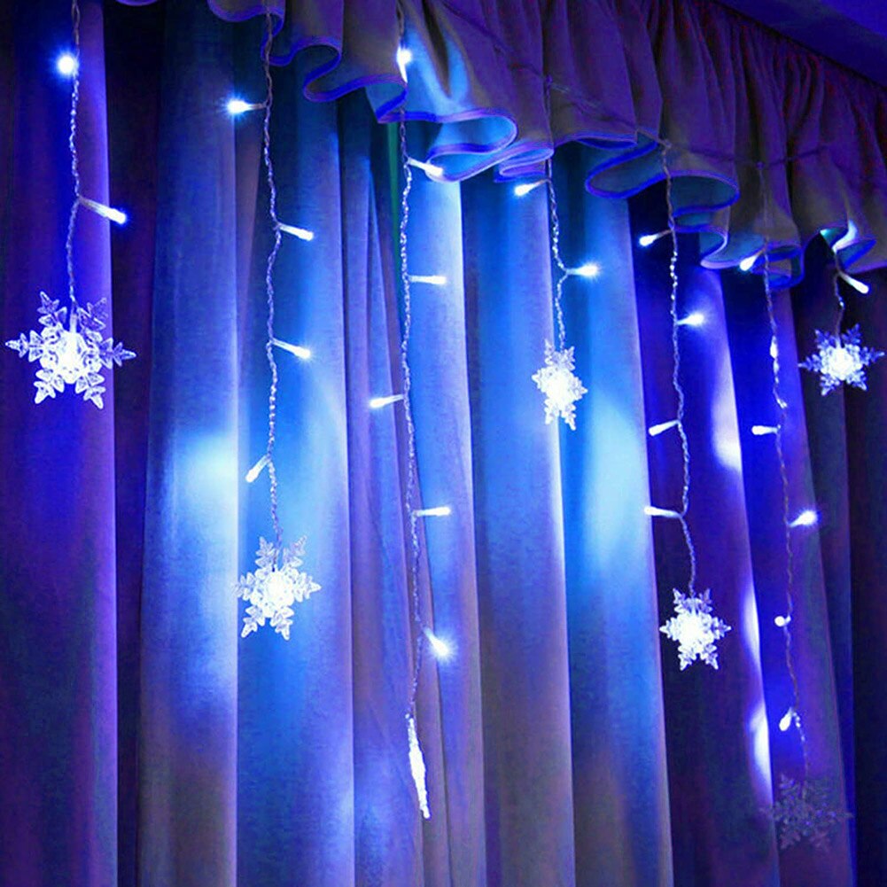 Sneeuwvlok Gordijn String Lights 3.5M 96 Led Christmas Fairy Waterdichte Garland Voor Huishoudelijke Unieke Kerst Supply