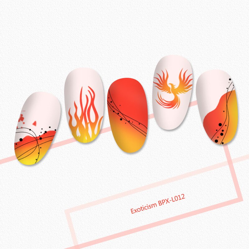 Geboren Pretty Fire Rechthoek Stempelen Template Manicuring Nail Art Afbeeldingsstempel Plate Exotisme BPX-L012