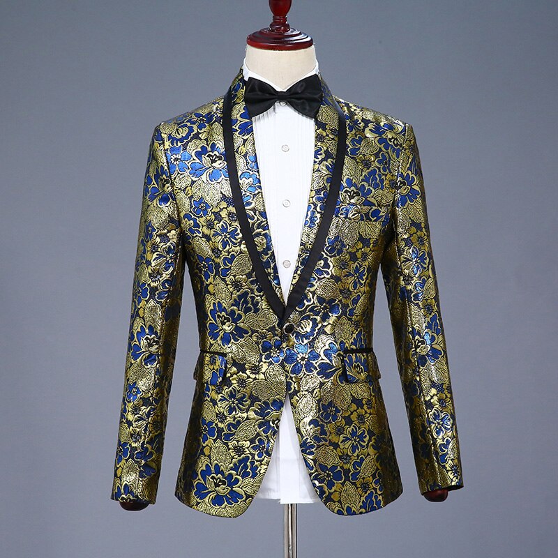 Mannen Pailletten Party Pak Jas - Casual Fit, Een Knop, Glanzend Heren Jasje
