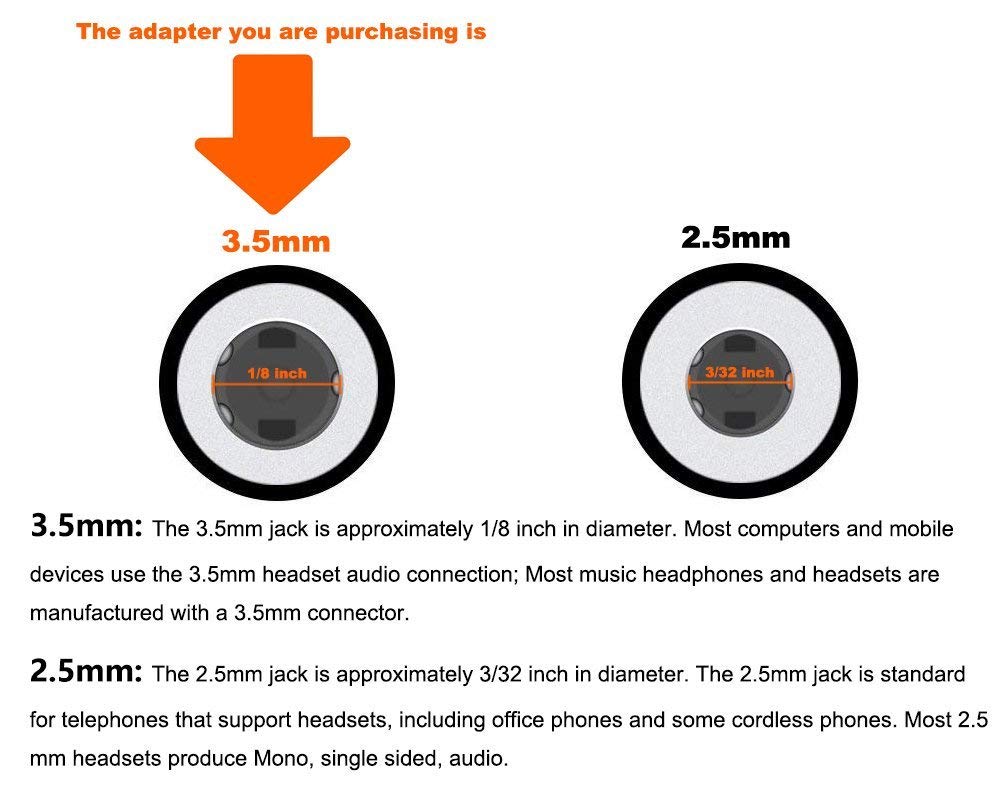 Wantek 2.5mm Male naar 3.5mm Vrouwelijke CTIA Stereo Audio Verlengkabel, 4 Poles Audio Adapter, ondersteuning Mic/Hoofdtelefoon Functie