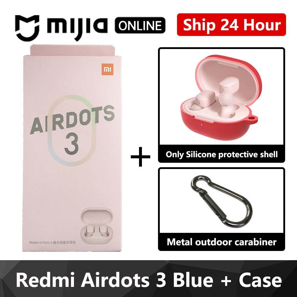 Xiaomi Redmi AirDots 3 Wireless Bluetooth 5,2 Schnelle Lade Kopfhörer Stereo Bass Mit Mic Freisprecheinrichtung Mi Earbuds Für iPhone: Pink add red