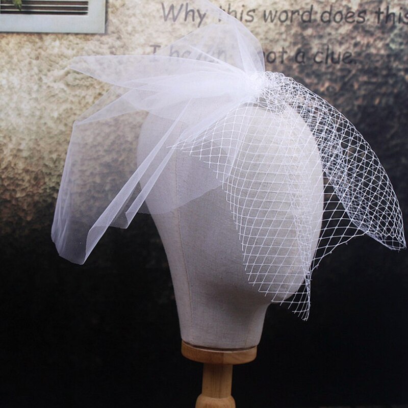 Casquette en Tulle blanc fait à la main, voile pour Cage à oiseaux, accessoires de mariage, voile de mariée court avec peigne