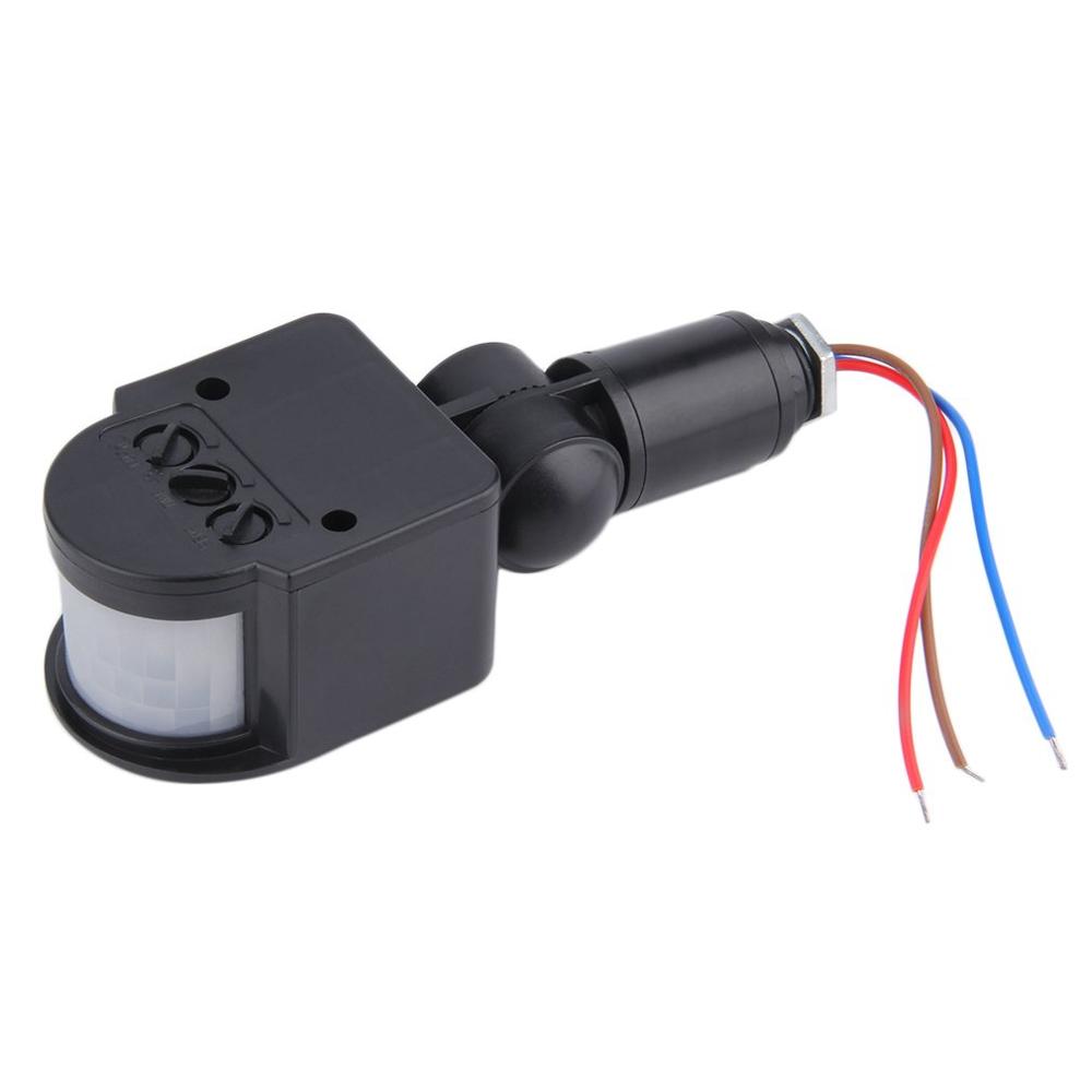 Automatic Infrared PIR Motion Sensor Switch Universal Motion Sensor Light Switch Outdoor AC 220V With LED Light: black