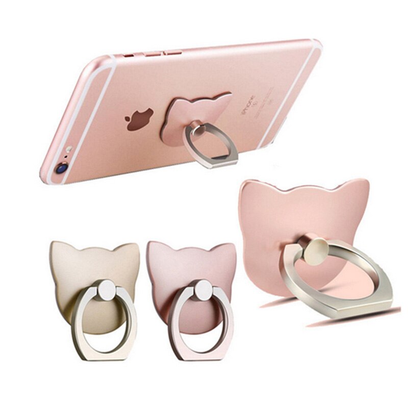 Kat Vinger Ring Houder Mini Leuke Plastic Pc Telefoon Houder Voor Iphone Sumsung 360 Rotatie Vinger Ring Houder
