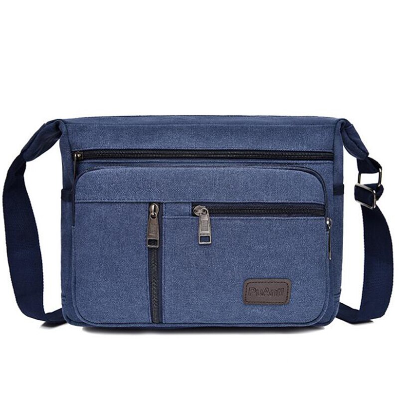 Bonne sac de voyage toile décontracté épaule bandoulière en plein air sacs voyage école rétro fermeture éclair sac à bandoulière: blue