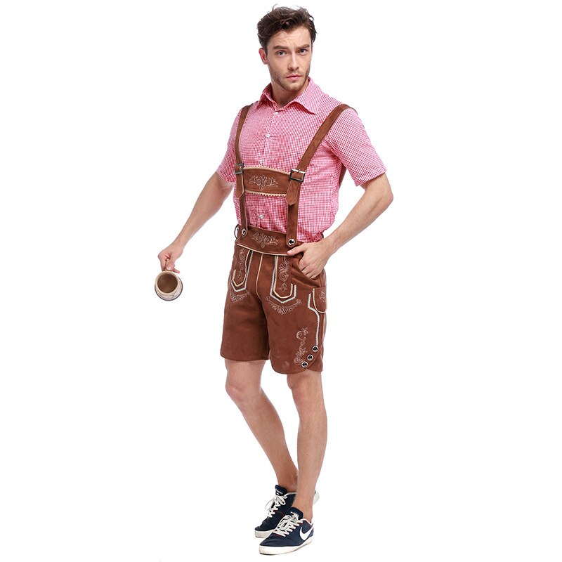 Oktoberfest Traje Cosplay Adulto Homens Calças Suspensórios Lederhosen Bavarian Beer Festival Alemão Octoberfest Trajes de Halloween