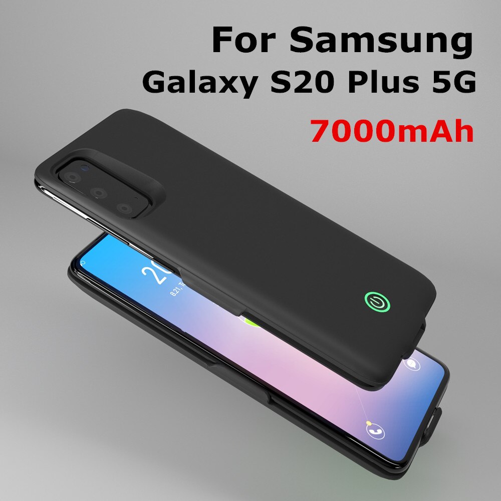 Zkfys powerbank deksel til samsung galakse  s20 ultra 5g batteriladeretuier 7000 mah powerbank ladeveske til samsung  s20 Plus: S20 pluss svart