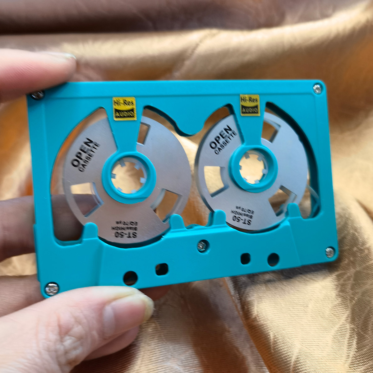 Audio Cassette Reel to Reel Tape Cassette 50 Minute Blank Tape Double Sided Metal Reel Hollow Case Self-made: Beige