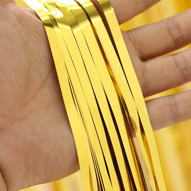Party Backdrop Glitter Gold Curtains Wedding Birthday Anniversary Tassel Background Decoration Favors Coloured Ribbon Drapes