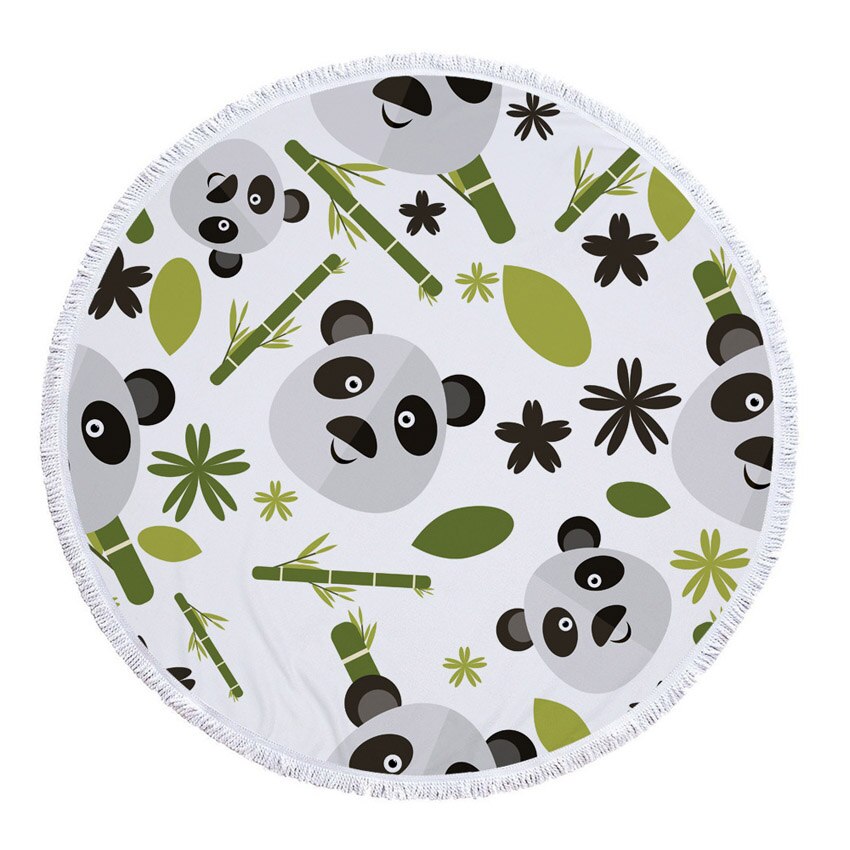 Summer Circle Thick Microfiber Round Beach Towel Shower Bath Towels Cartoon Panda Print Bohemian Cute serviette de plage ronde: Panda 2