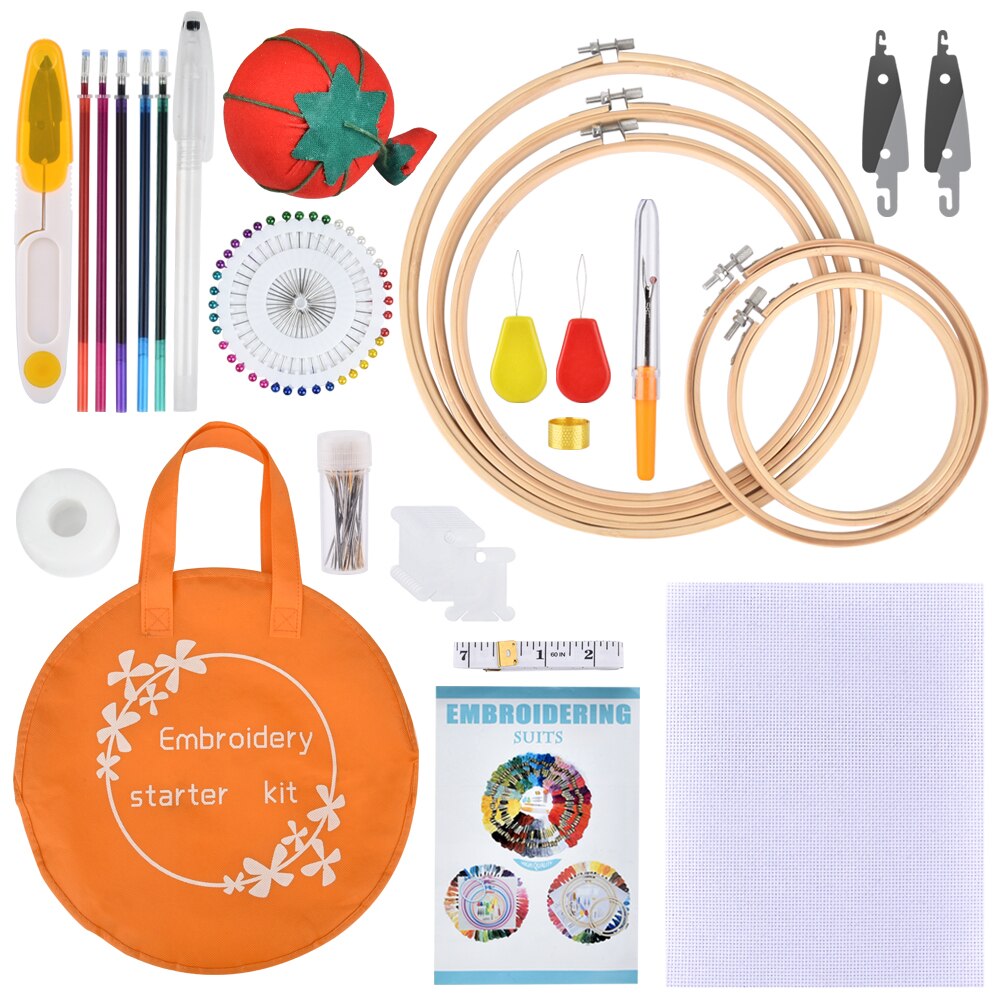 100pcs Random Color Embroidery DIY Silk Line Branch Threads Cross Stitch Thread Needle Set Thread Punch Stitching Knitting Kit