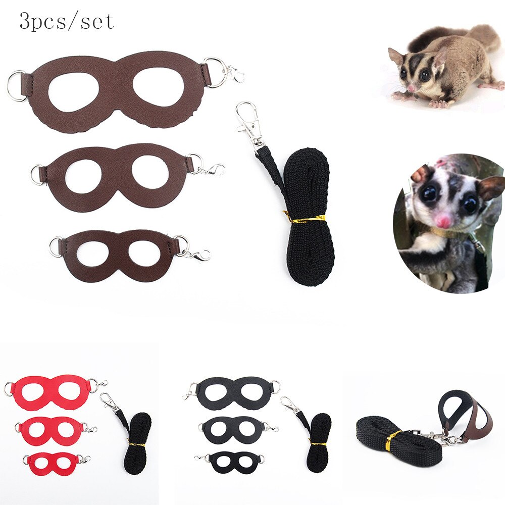 3 unids/set ajustable Chinchilla hámster arnés Correa Anti-morder correa para mascotas cuerda pequeña Entrenamiento de mascotas Correa Collar de guiar