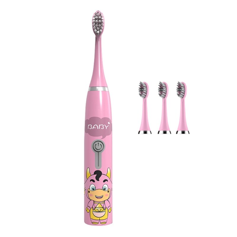 Cute Cattle Children Automatic Toothbrush Ultrasonic Toothbrush Electric Toothbrush for Kids, Waterproof: Blue