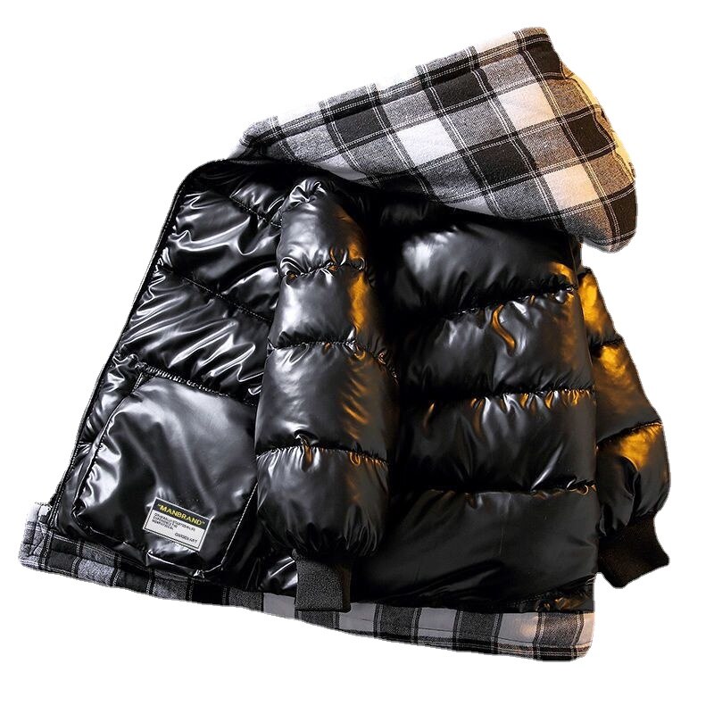 Jungen-daunenjacke für herbst und Winter, kariert, wasserdicht, winddicht, mit kapuze, kinderkleidung 6 8 10 12 jahre