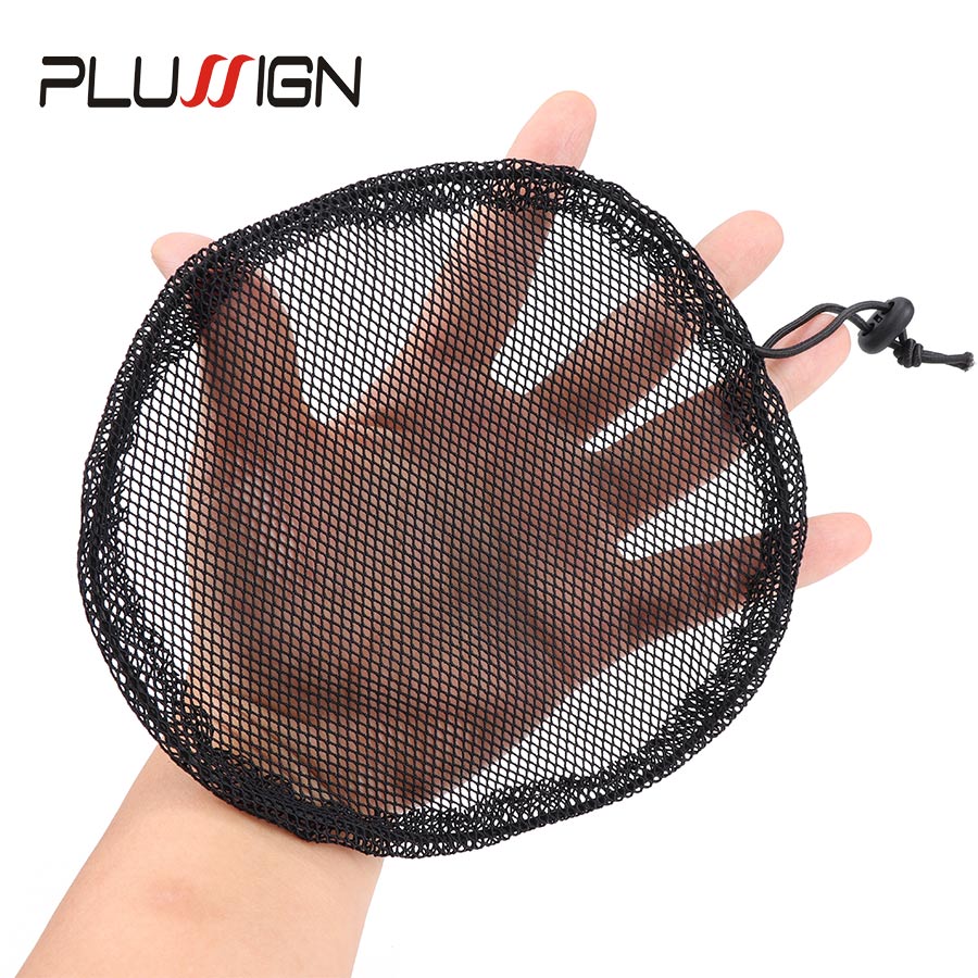 Plussign 5Pcs/Lot Hair Nets For Making Afro Hair Bun Adjustable Strap Ponytail Net Black Hairnet For Bun Two Styles