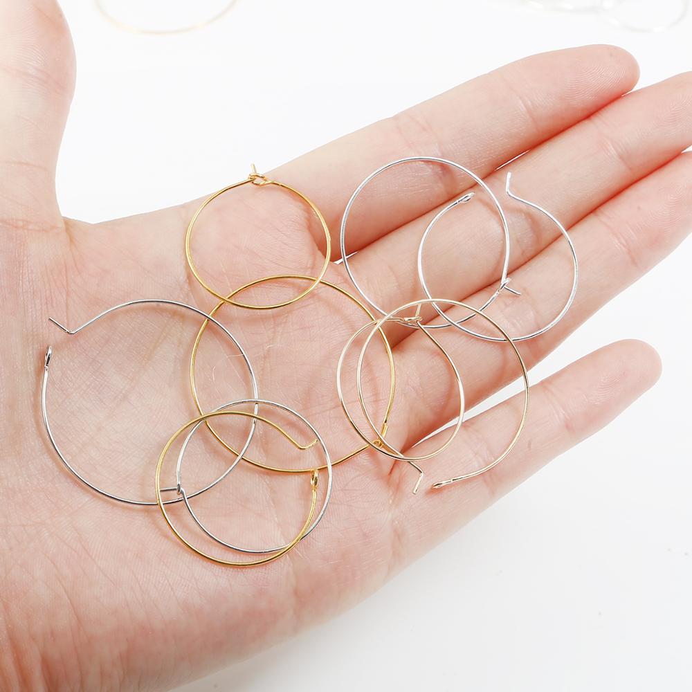 50Pcs Metall Draht Kreis Ohrringe Perlen Hoops Gold Silber Überzogene Weinglas Charm Ringe Für DIY Ohrring Schmuck Machen erkenntnisse