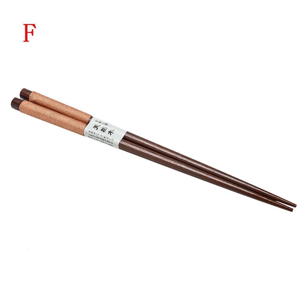1Pair Wood Chinese Chopsticks Alloy Non-Slip Sushi Chop Sticks Japanese 6 Styles: F