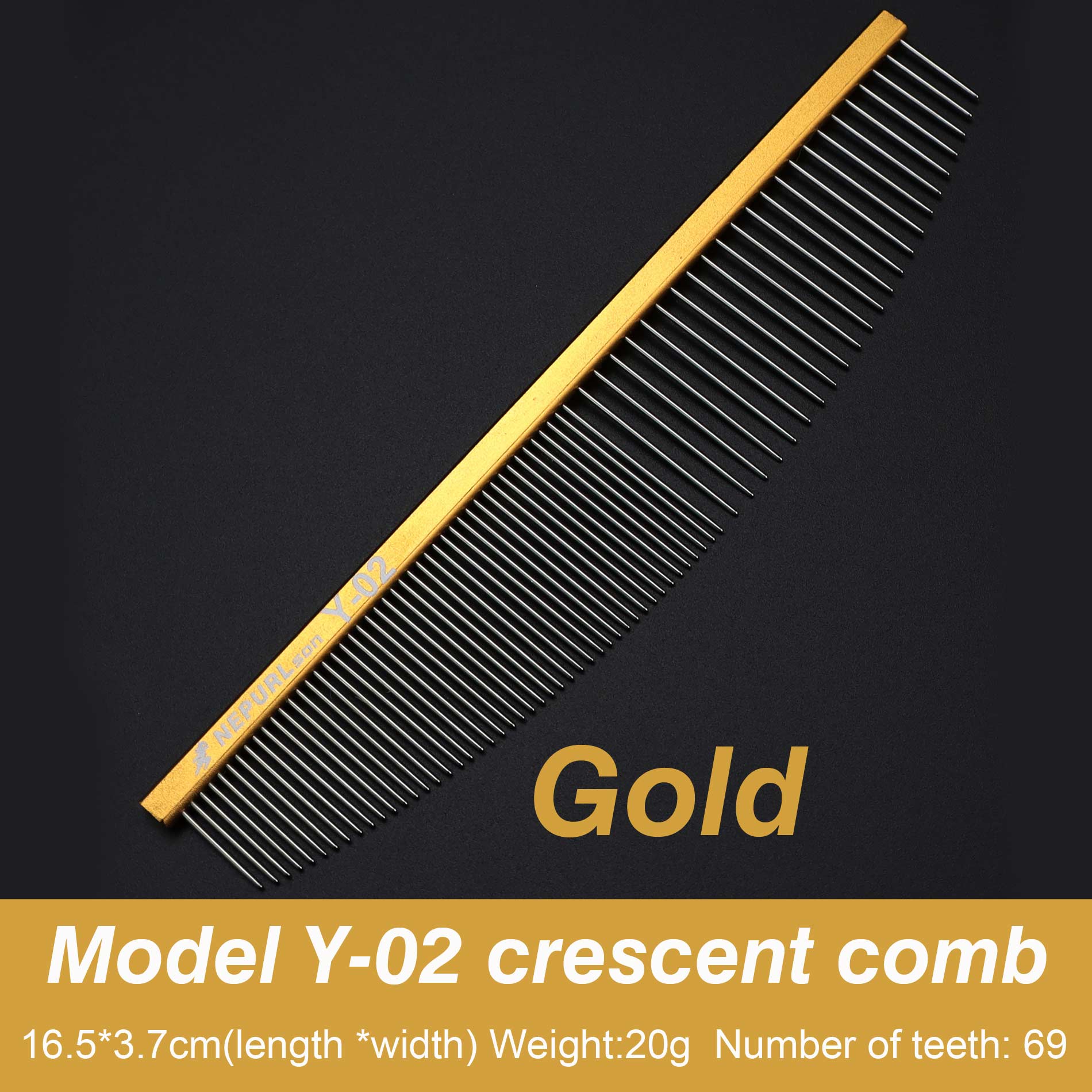 Metalen Kam Voor Huisdieren, Kam Voor Honden En Katten, Rvs, Haarborstel Voor Pet Grooming: Crescent comb Gold