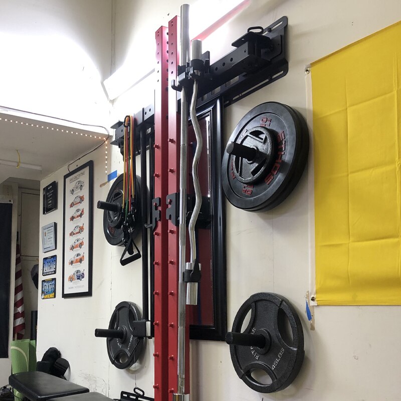 Väggmonterad skivstång förvaringsställ viktplatta hållare för gym hem skivstång display fäste platsbesparande väggram