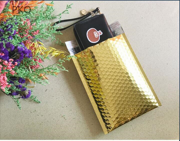 50 18*23cm waterdichte gouden aluminiumfolie zak gevoerde bubbelenvelop mailer voor verpakkingszakje