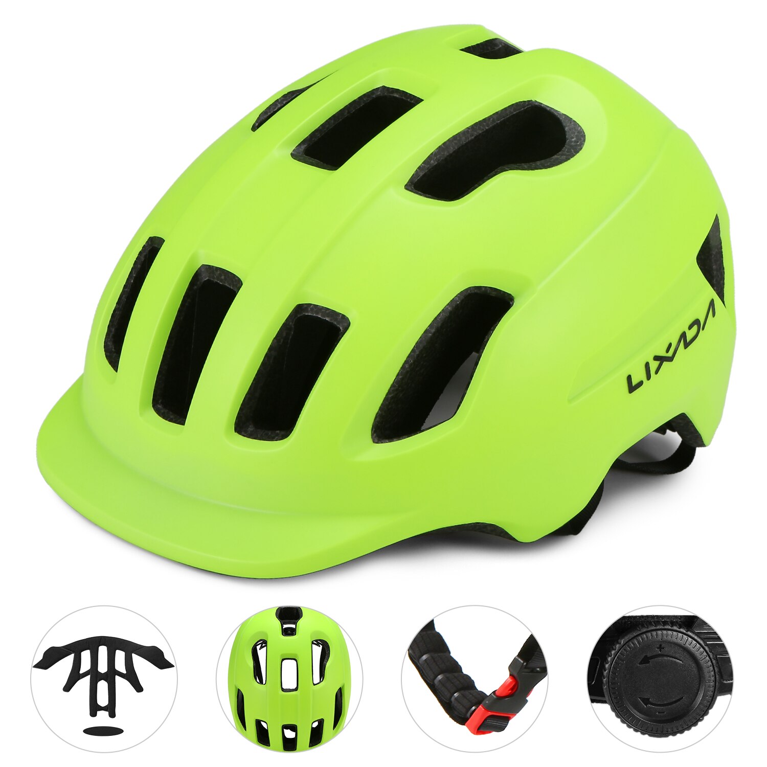 Lixada Mountain Bike Helmet w/ Sun Visor Ultralight Adjustable MTB Cycling Bicycle Helmet Men Women Sports Outdoor Safety Helmet: Yellow