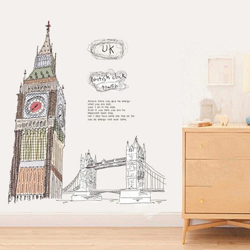 London Wall Decals City Silhouette England Building Vinyl Murals Living Room Office Wall Art Rotterdam Stickers Home Decoration