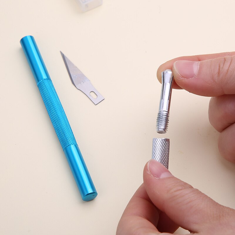 1PC Multi-color Metal Handle Non-Slip Carving Knife With 3Pcs Blade Leather Engraving Knife Set For DIY Repair Hand Tools