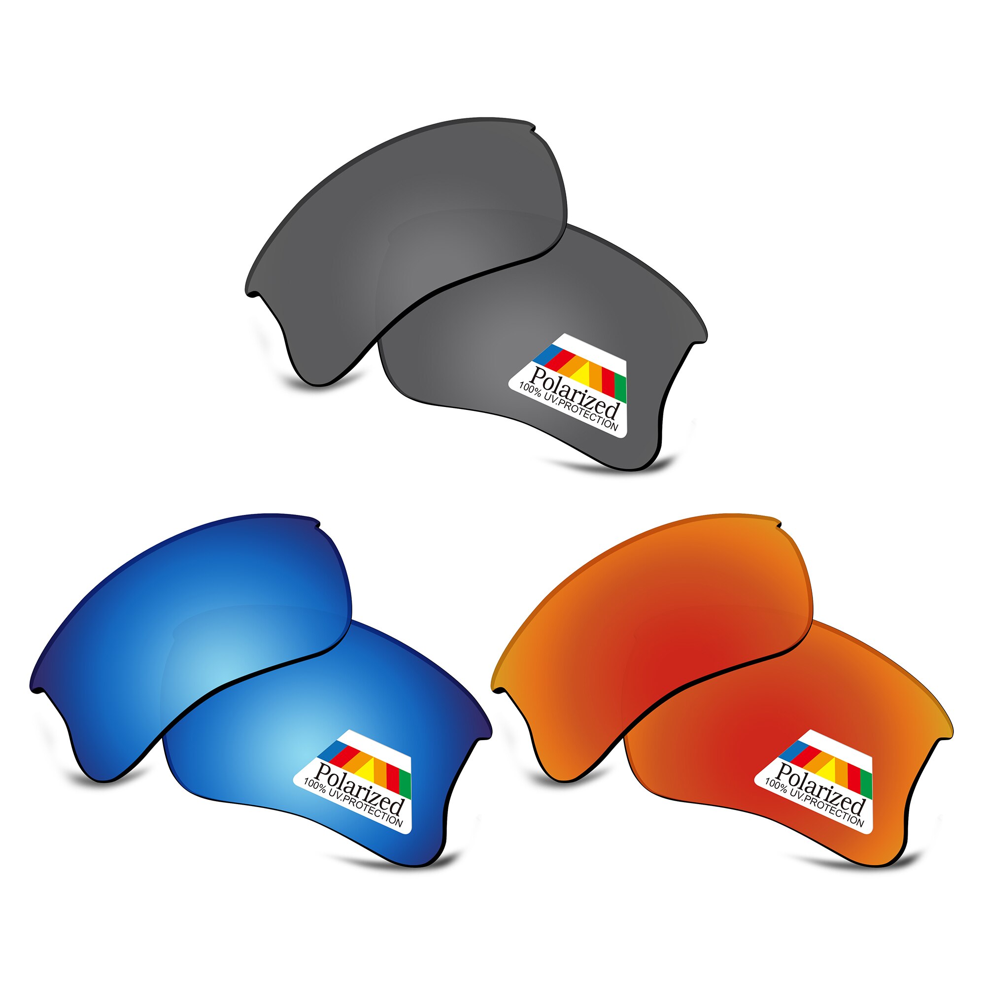Bwake 3 Paare Schwarz & Blau & Feuer verrotten Polarisierte Ersatz Linsen für-Oakley Flak Jacke XLJ Sonnenbrille Rahmen
