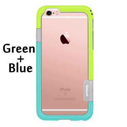 Esamday Voor iPhone 6 s 4.7 inch 6 Kleur Walnutt Soft TPU Hybrid Bumper Frame Case Cover Side Bescherming voor iPhone 6: Green and Blue