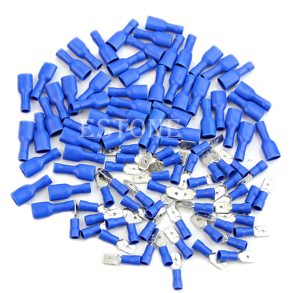 Kit de Terminal de Cable de alambre de engarzado eléctrico con aislamiento azul 100x JUN-22A