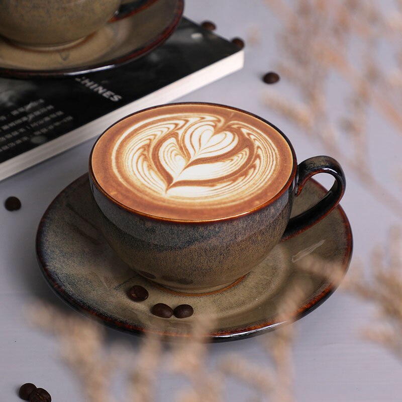 Glazuur Om Europese Luxe Retro Keramische Starry Geel Koffie Cup 250Ml
